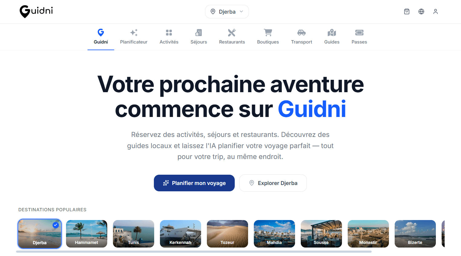 Guidni — web homepage (Djerba)